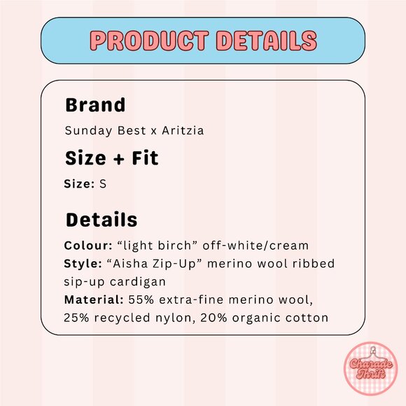 Sunday Best x Aritzia "Aisha" Merino Wool Zip-Up Cardigan - Picture 5 of 5